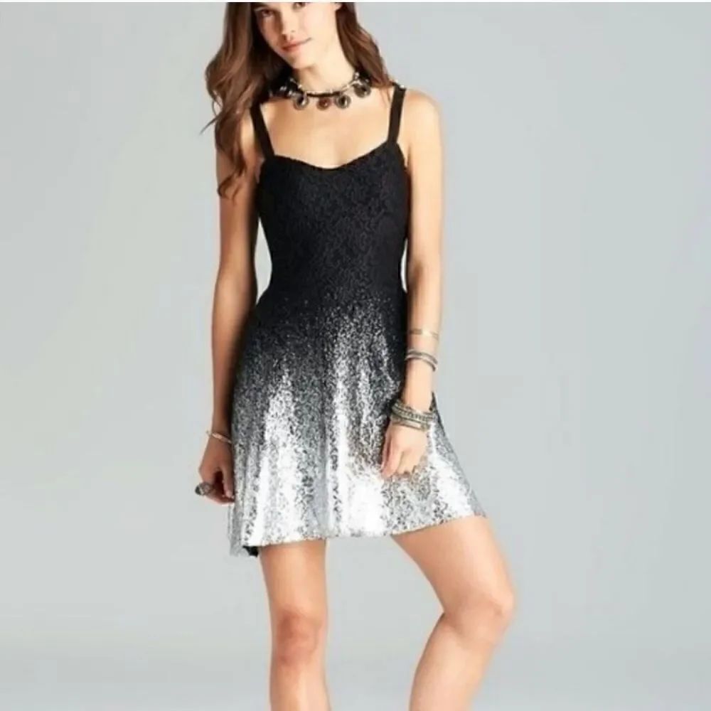 Free People Foil Ombre Fit & Flare Mini Dress